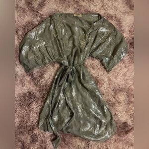 Sigal A Los Angeles Silver Silk Beach Pool Coverup Dress Size Small Medium